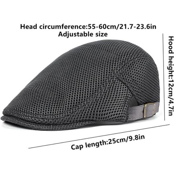 Mens Breathable Mesh Summer Hat Adjustable Newsboy Beret Ivy Cap Cabbie Flat - Picture 6 of 7